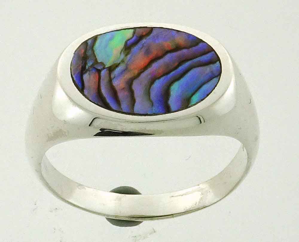 RP 30S N Z Paua Shell 15x10mm Oval Sterling Silver Ring