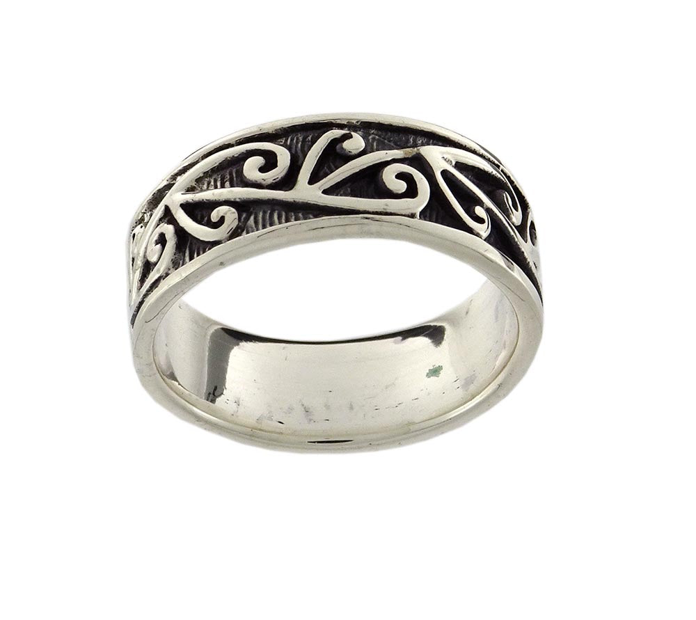 Ring stg silver kowhaiwhai 7mm