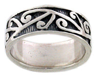 Ring stg silver kowhaiwhai 7mm, medium