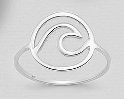 Wave in circle ring stg silver (medium) SALE
