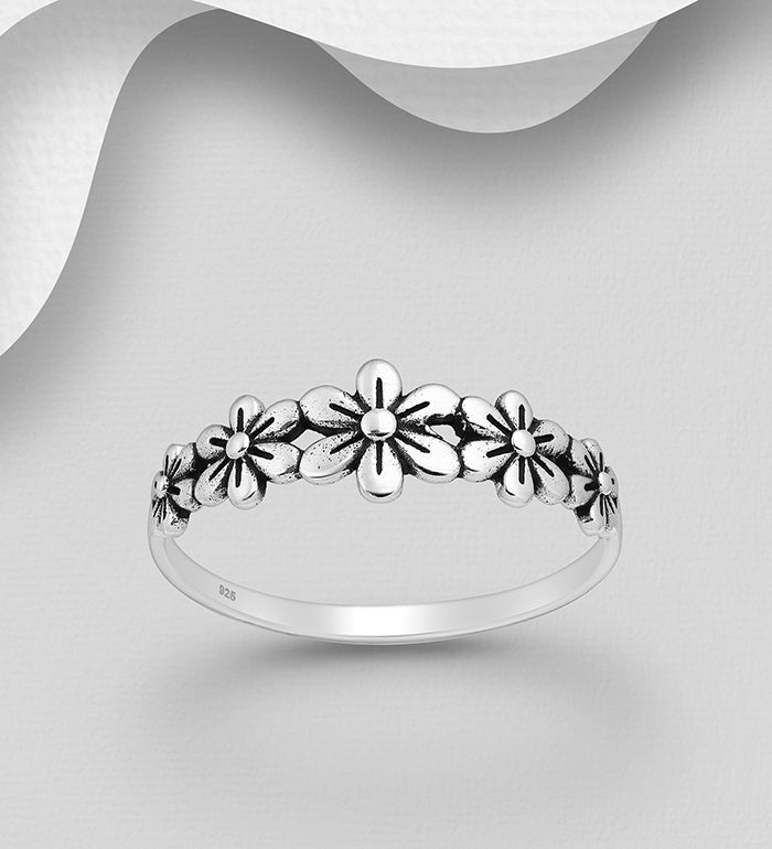 Band of 5 flowers sterling