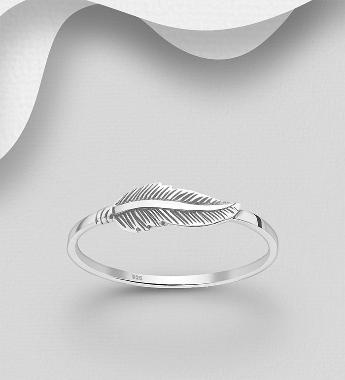 Feather oxidised 5mm ring