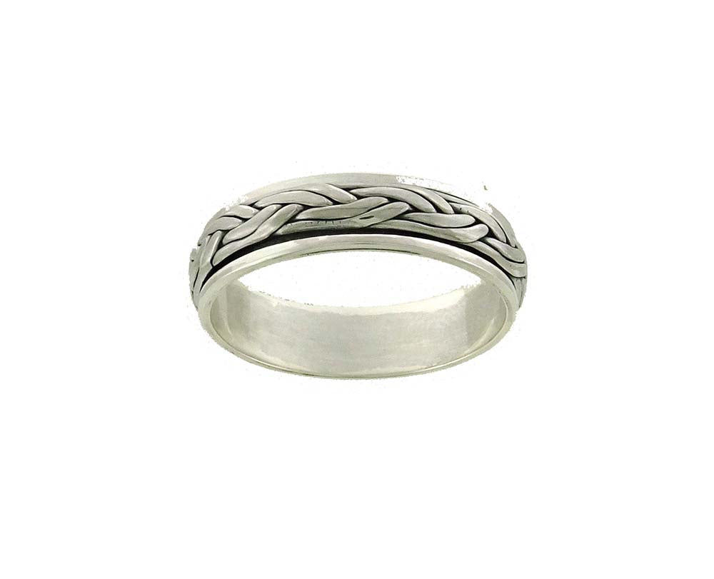 Spinner Weave 7mm stg silver Ring mens size Large