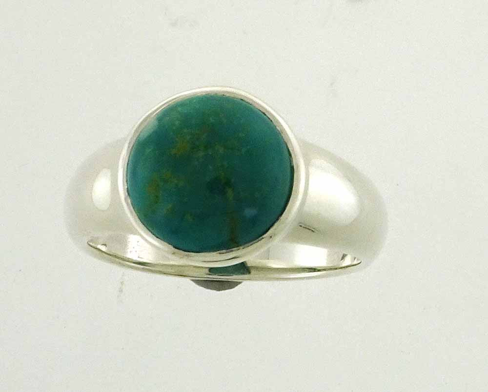 Turquoise 10mm round ring sterling silver Small SALE