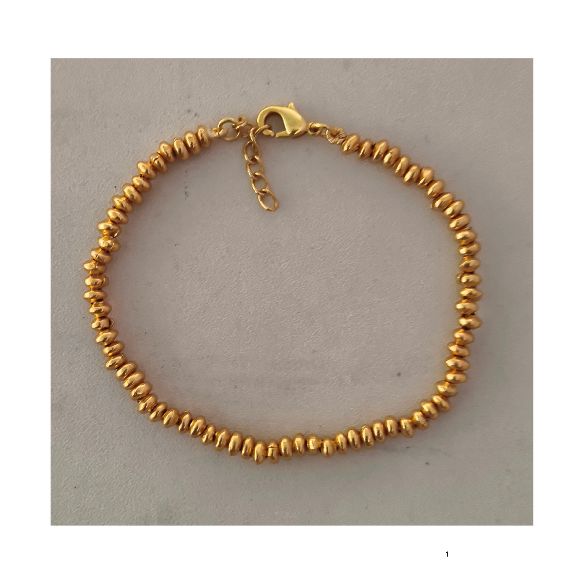 Gold Plated 4mm Beads on Brass Bracelet 16+2cm