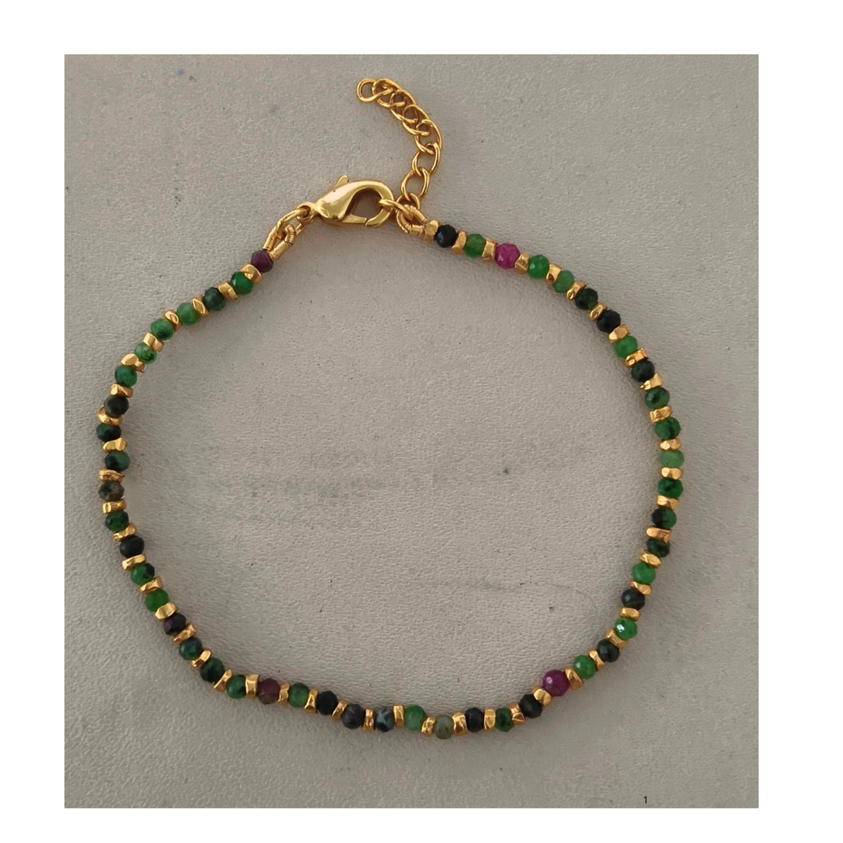 Ruby zoisite Facet and Gold Plated Beads Bracelet 16+2cm