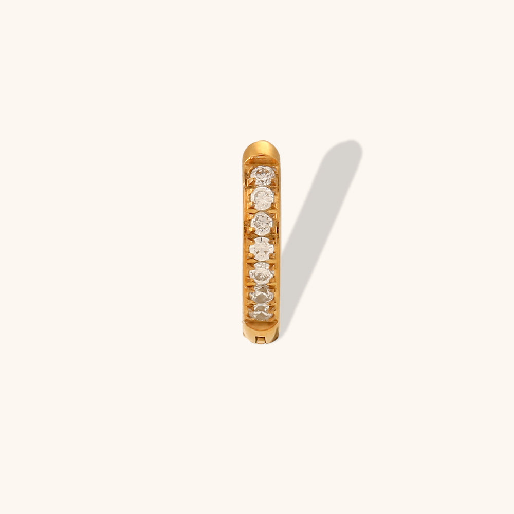 18K Gold Plated Stainless Steel & Cubic zirconia 11x2mm Hoop Earring
