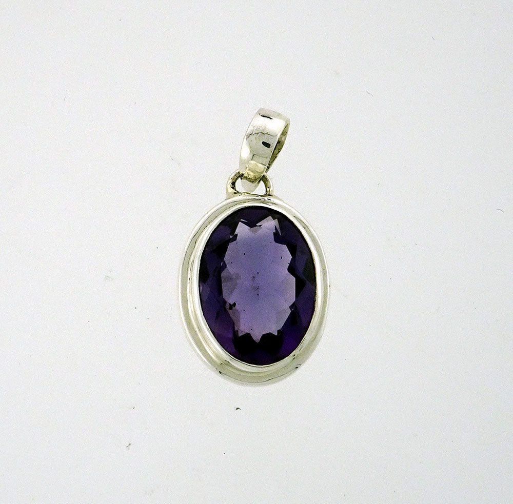 PA106 Amethyst Faceted16x12mm Oval Pendant