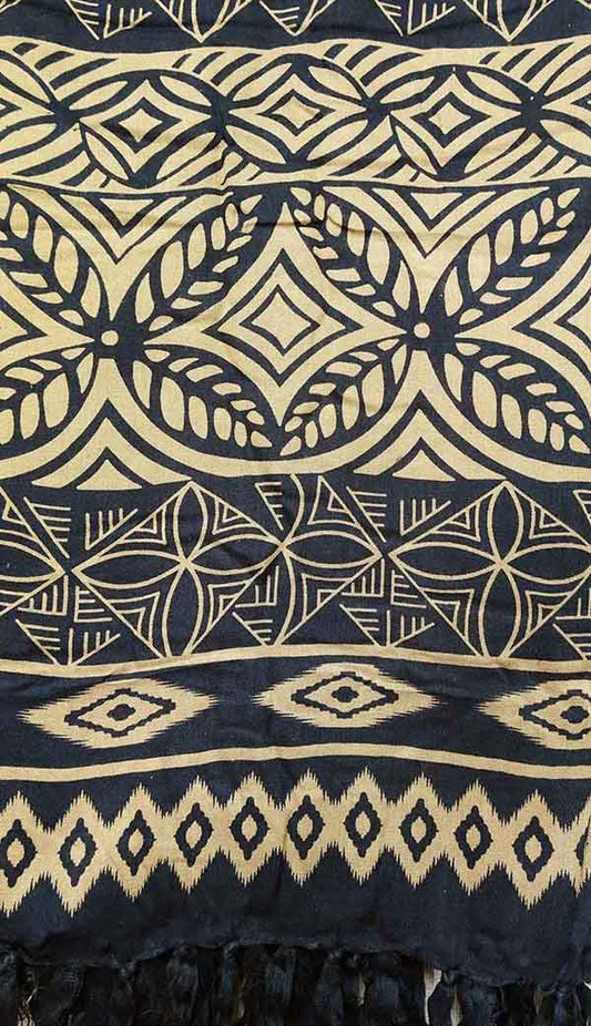 BANS141   Sarong Pacifica rayon Beige & Black