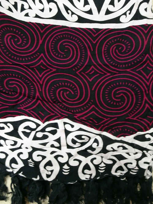 BANS203   Sarong Spiral/Koru rayon Red