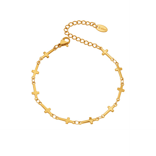 18K Gold Plated Stainless Steel chain with cross 16+5cm