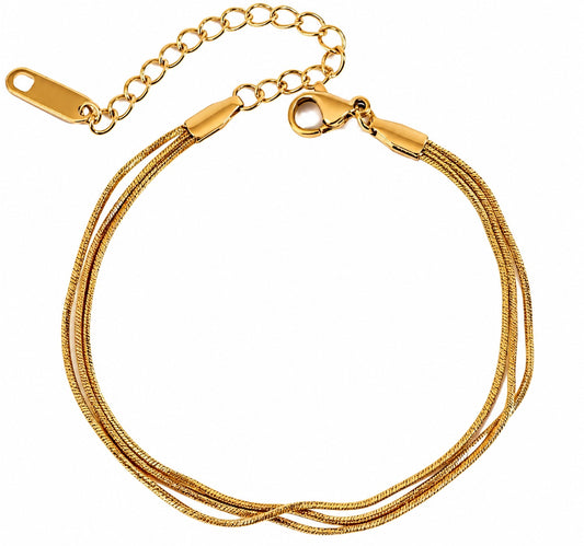 18K Gold Plated Stainless Steel Bracelet 3x strings 16+5cm