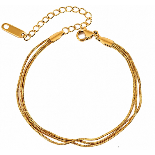 18K Gold Plated Stainless Steel Bracelet 3x strings 16+5cm