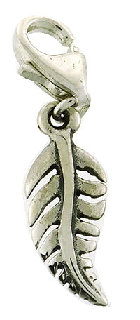 Charm  fern stg silver16x6mm