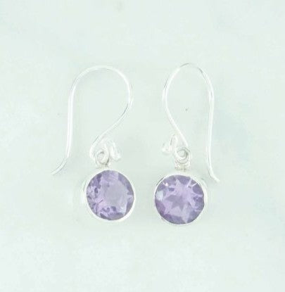 EA109  Amethyst Faceted 8mm Round Drop