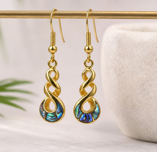 Gold Plated1 micron on Brass E/R & Paua shell Triple Twist