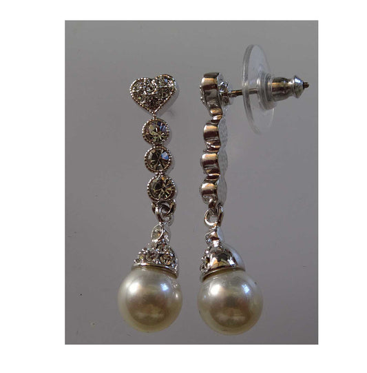 E/r stud heart drop  8mm pearl
