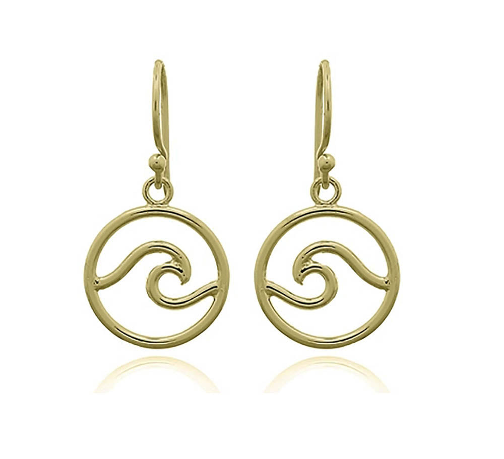 Earring Gold Plated Wave 19mm