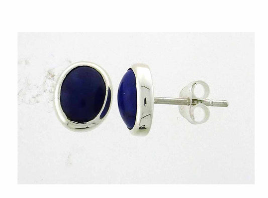 Lapis stud earring 6x8mm oval