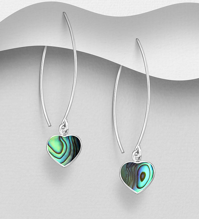Drop in Paua heart earrings
