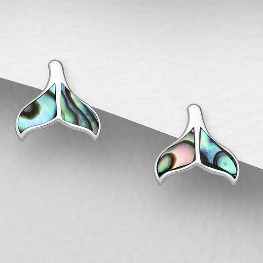 EP562  NZ Paua Whale Tail Stud E/R