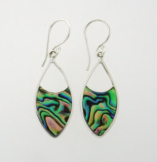 NZ Paua Shell 28x16mm stg silver Earrings