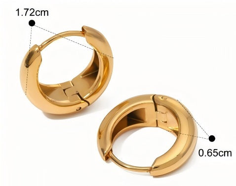 18K Gold Plated Stainless Steel Hoop17mm x 6.5mm