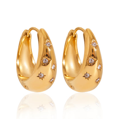 18K Gold Plated Stainless Steel & CZ Huggie