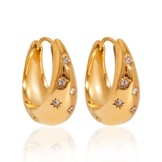 18K Gold Plated Stainless Steel & CZ Huggie