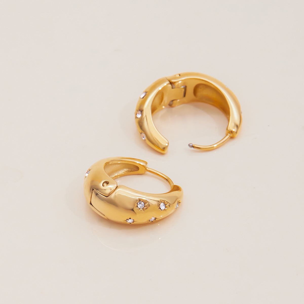 18K Gold Plated Stainless Steel & CZ Huggie