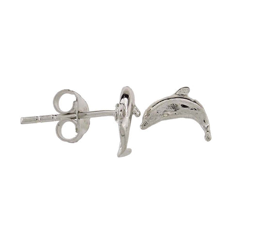 Silver stud earring dolphin