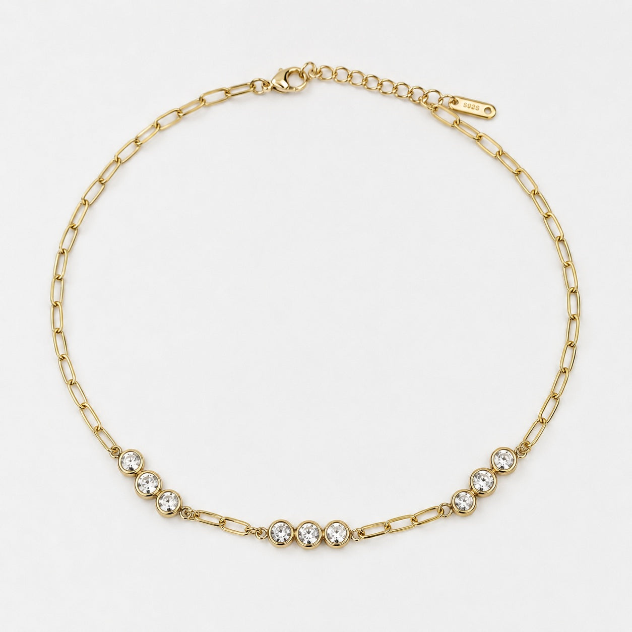 18K Gold Plated Stainless Steel & ZirconNecklace 40cm+5cm