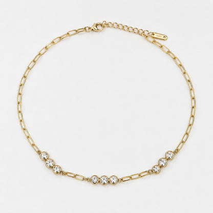 18K Gold Plated Stainless Steel & ZirconNecklace 40cm+5cm