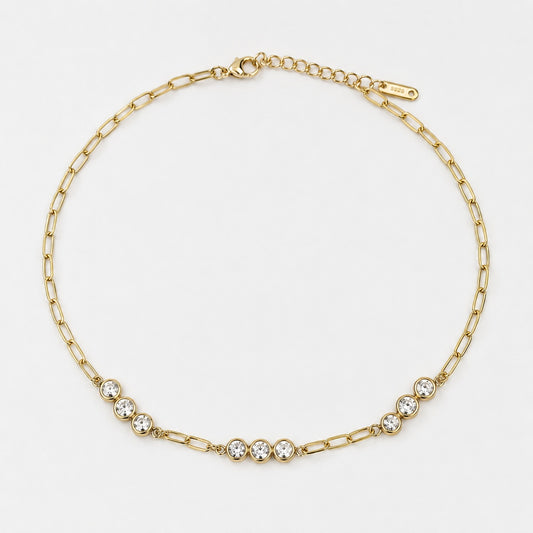 18K Gold Plated Stainless Steel & ZirconNecklace 40cm+5cm