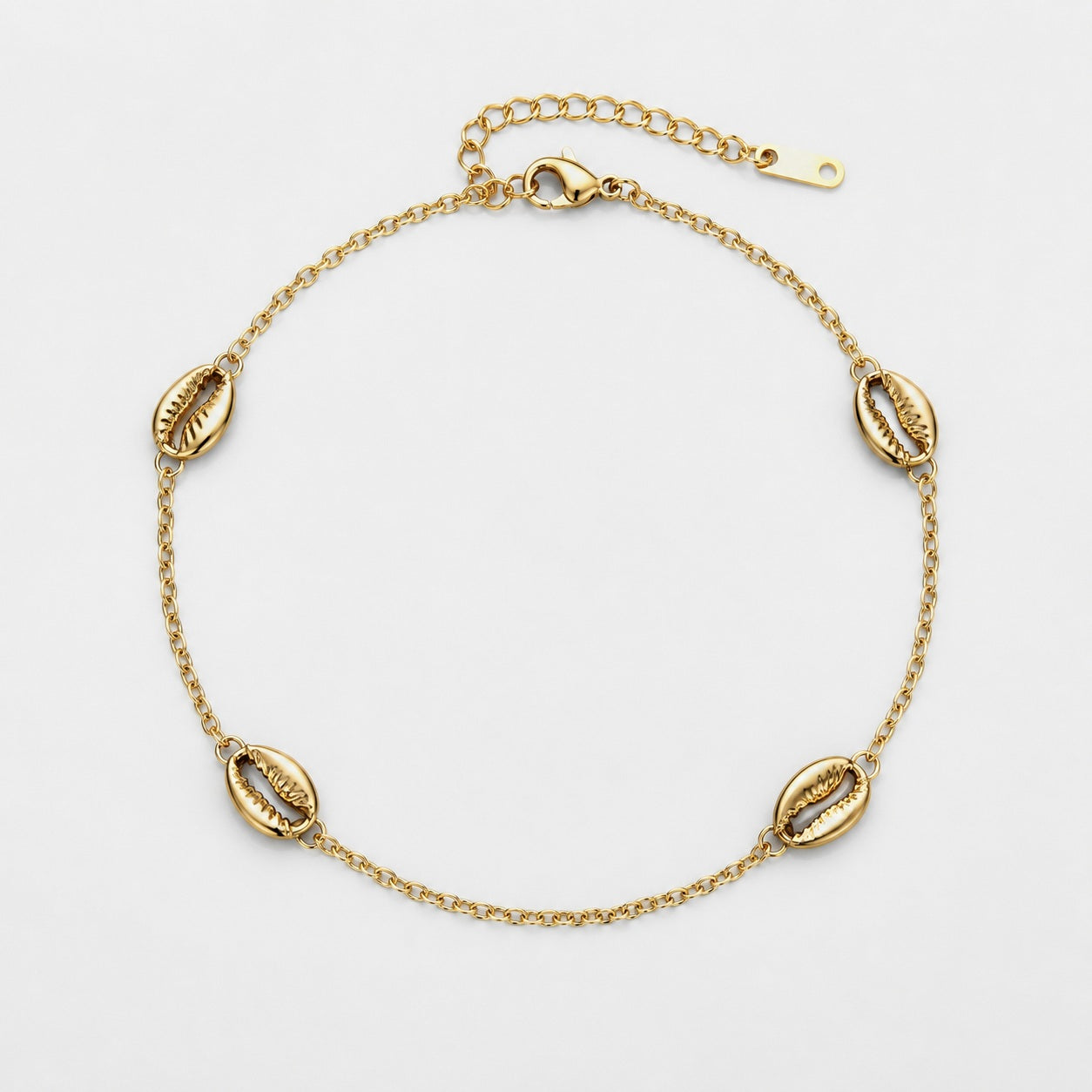 18K Gold Plated Stainless Steel cowrie shell necklace 38=5cm