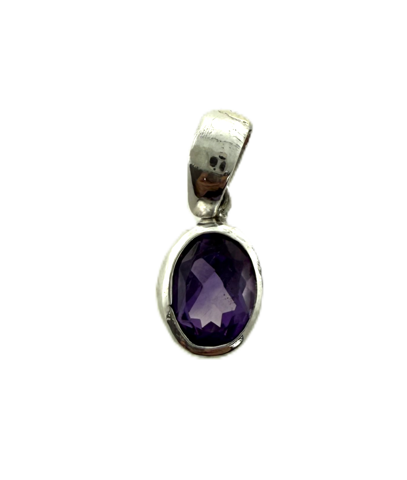 PA103    Amethyst Faceted 9x6mm Oval Pendant