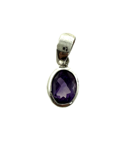 PA103    Amethyst Faceted 9x6mm Oval Pendant