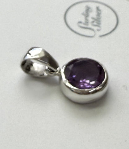 PA108   Amethyst Faceted 8mm Round Pendant