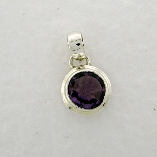 PA109 Amethyst Faceted 9mm Round Pendant