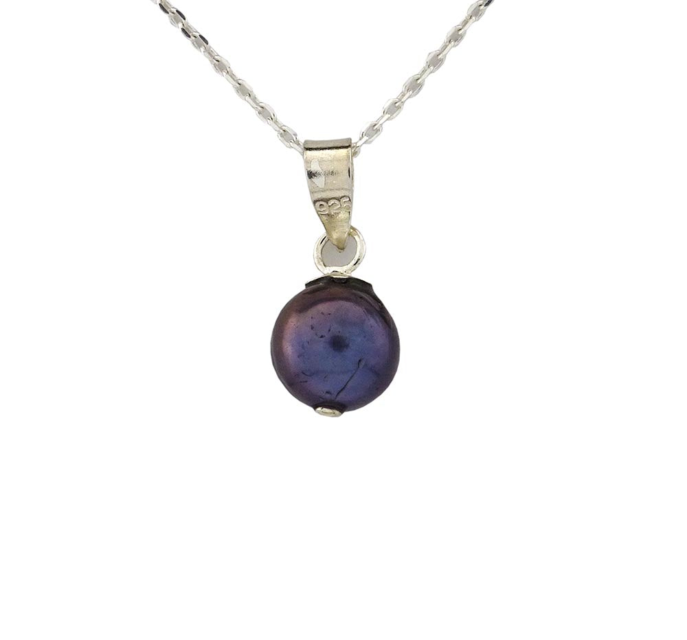 Pend blk pearl 8mm stg sil