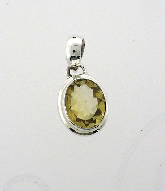 PCIT100  Citrine Faceted 10x8mm Oval Pendant