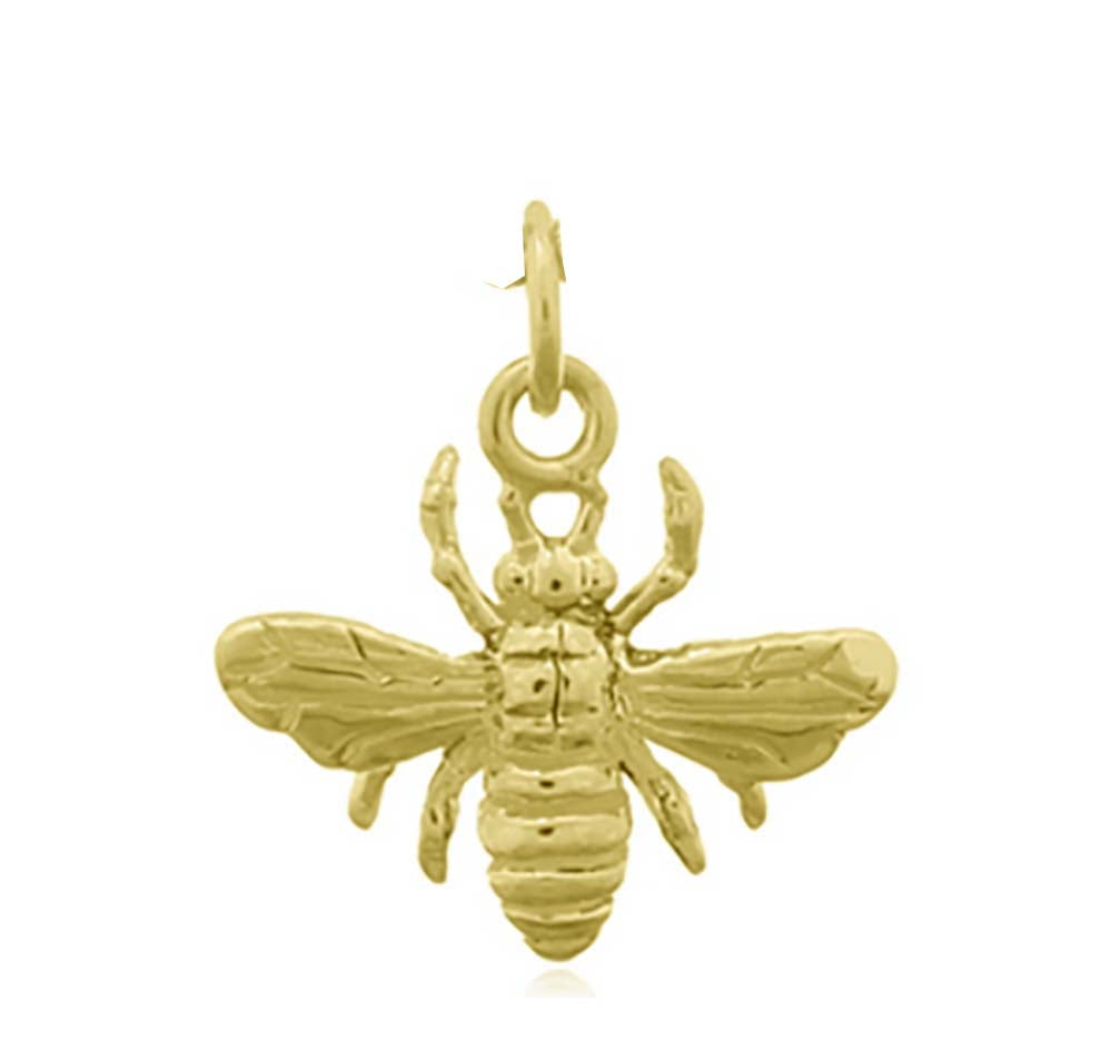 Honey Bee Pendant Gold Plated 1 micron on stg silver + E coat 10x20mm