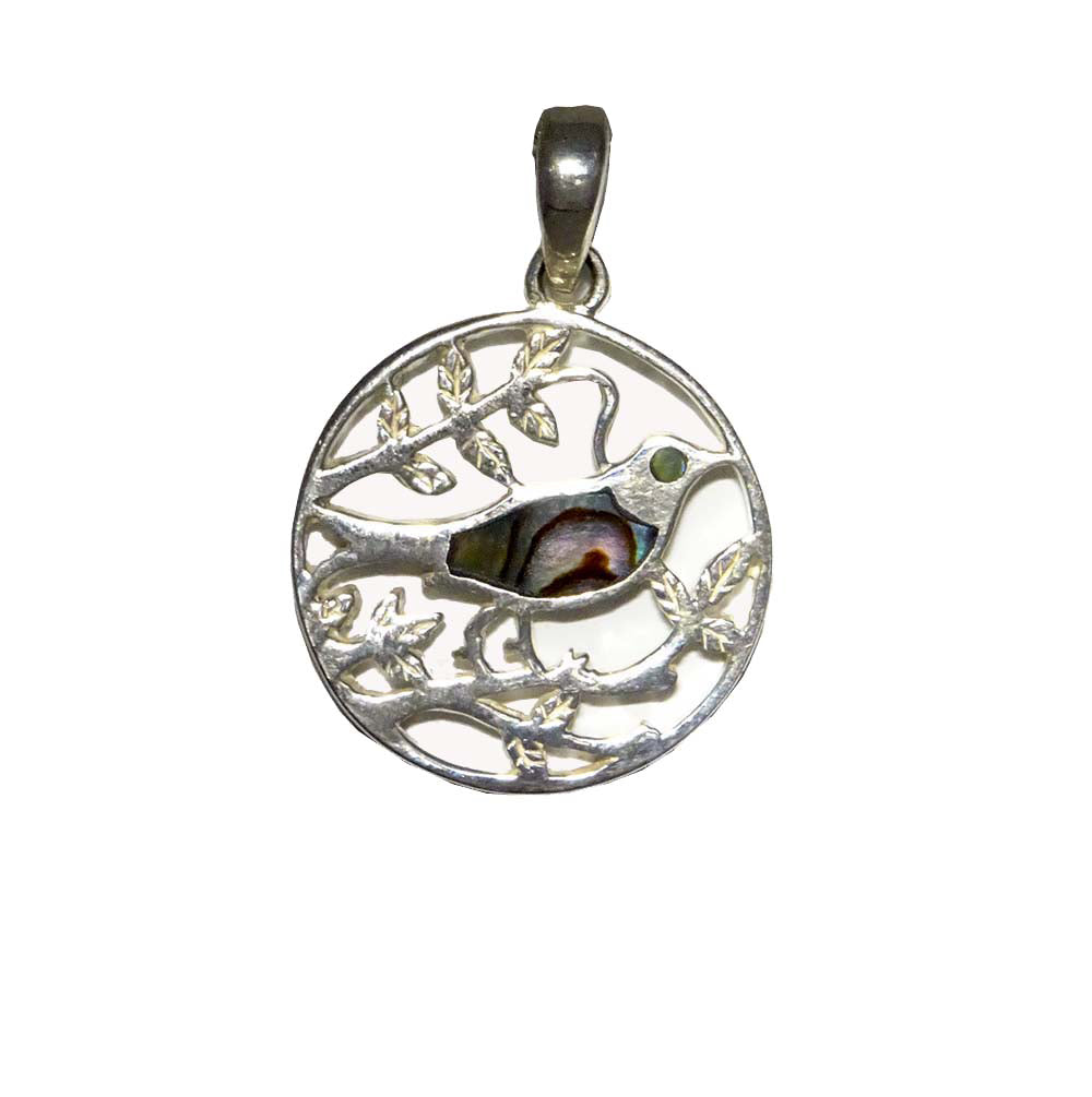Paua pendant bird