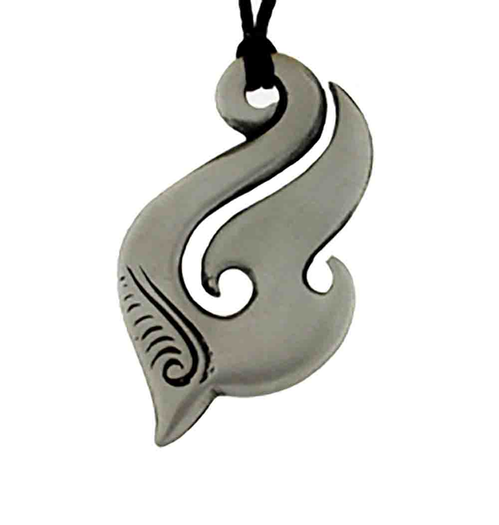 Pendant pewter hook carved