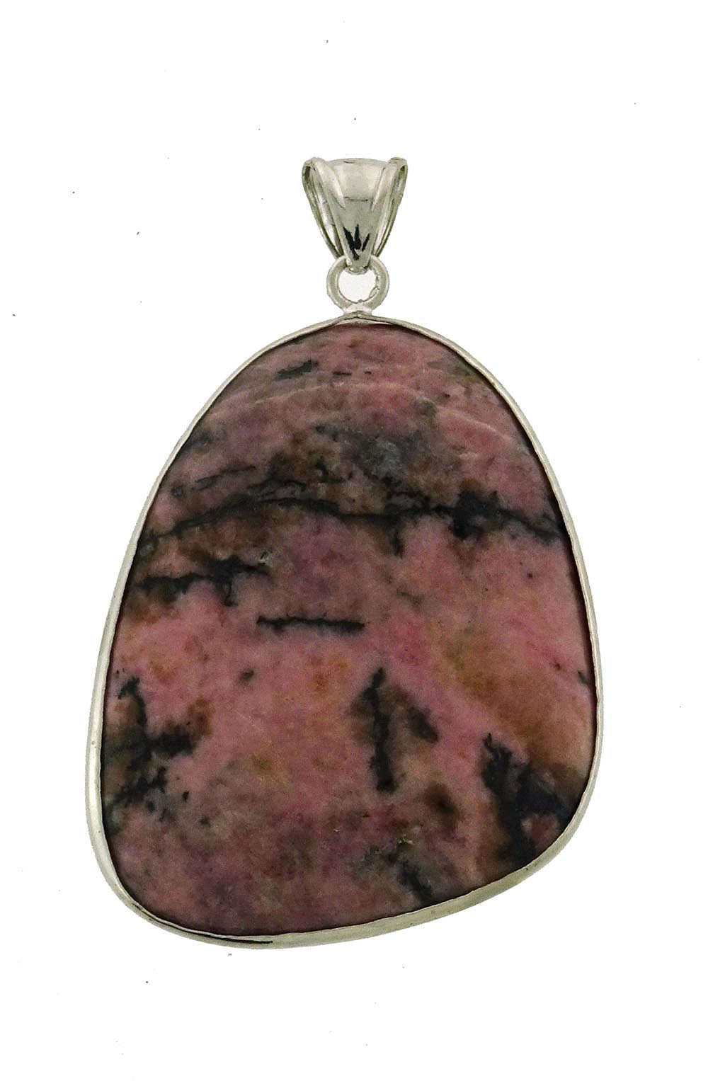 Pendant Rhodonite rhodium &amp; silver plated SALE