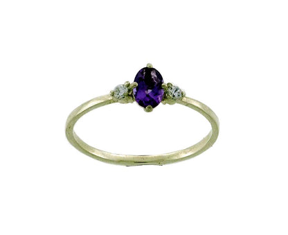 RA100S   Amethyst Facet 6x4mm & CZ Ring