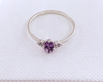 RA100S   Amethyst Facet 6x4mm & CZ Ring