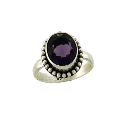 RA101L  Amethyst 12x9mm Faceted Ring