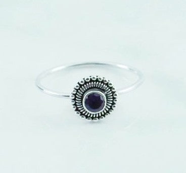 RA105S  Amethyst Faceted 4mm Ring