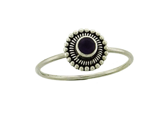 RA105L  Amethyst Faceted 4mm Ring